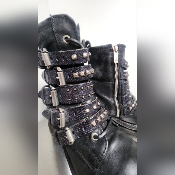 Rare Discontinued AS98 Black Studded Buckle Boots Size 38 EUC - Picture 9 of 11